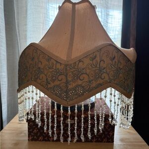 Dale Tiffany Elegant Beaded Lamp Shade with Embroidery